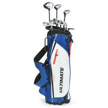 Men’s Profile Complete Golf Club Package Set Includes #1 Driver,#3 Fairway Wood w/Headcover,#4 Hybrid,#6/#7/#8/#9 Irons, Pitching Wedge, Putter with Stand Bag#color_Blue