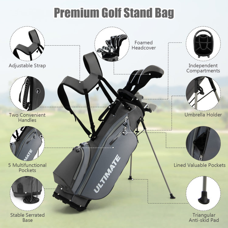 Men’s Profile Complete Golf Club Package Set Includes #1 Driver,#3 Fairway Wood w/Headcover,#4 Hybrid,#6/#7/#8/#9 Irons, Pitching Wedge, Putter with Stand Bag