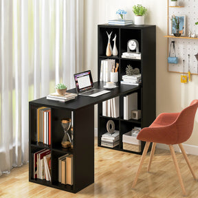 Modern Computer Desk Gaming Desk with 12 Cubes Bookshelf for Home Office