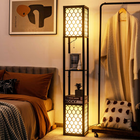 Modern Shelf Freestanding Floor Lamp with Pull Chain Switch and Foot Switch