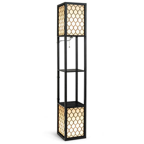 Modern Shelf Freestanding Floor Lamp with Pull Chain Switch and Foot Switch