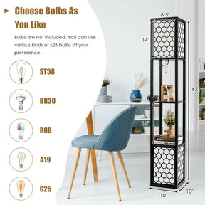 Modern Shelf Freestanding Floor Lamp with Pull Chain Switch and Foot Switch