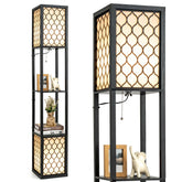 Modern Shelf Freestanding Floor Lamp with Pull Chain Switch and Foot Switch