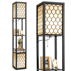 Modern Shelf Freestanding Floor Lamp with Pull Chain Switch and Foot Switch