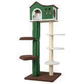 Hikidspace Multi-level Cat Tree Cat Play Center with Condo and Anti-tipping Device_Green