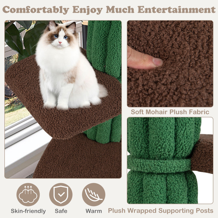 Hikidspace Multi-level Cat Tree Cat Play Center with Condo and Anti-tipping Device_Green