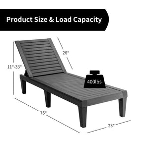 Outdoor Chaise Lounge Chair with 5 Positions Adjustable Backrest for Patio and Garden