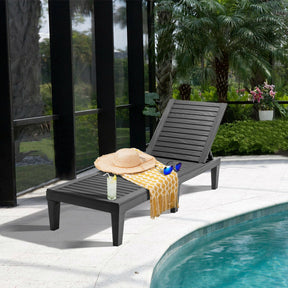 Outdoor Chaise Lounge Chair with 5 Positions Adjustable Backrest for Patio and Garden