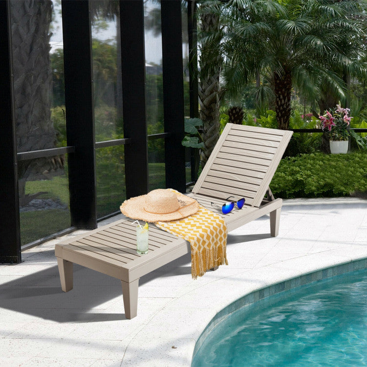 Outdoor Chaise Lounge Chair with 5 Positions Adjustable Backrest for Patio and Garden