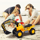 Outdoor Kids Ride on Push Car Construction Excavator Bulldozer Digger Toy with Safety Helmet