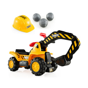 Outdoor Kids Ride on Push Car Construction Excavator Bulldozer Digger Toy with Safety Helmet