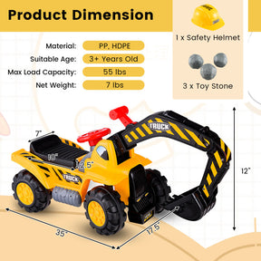 Outdoor Kids Ride on Push Car Construction Excavator Bulldozer Digger Toy with Safety Helmet