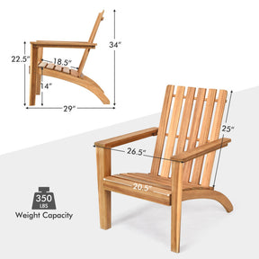 Outdoor Patio Acacia Wood Adirondack Lounge Armchair Frog Chair