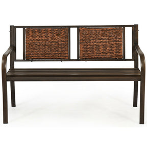 Outdoor Patio Garden Bench with Steel Frame for Park and Garden