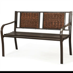 Outdoor Patio Garden Bench with Steel Frame for Park and Garden