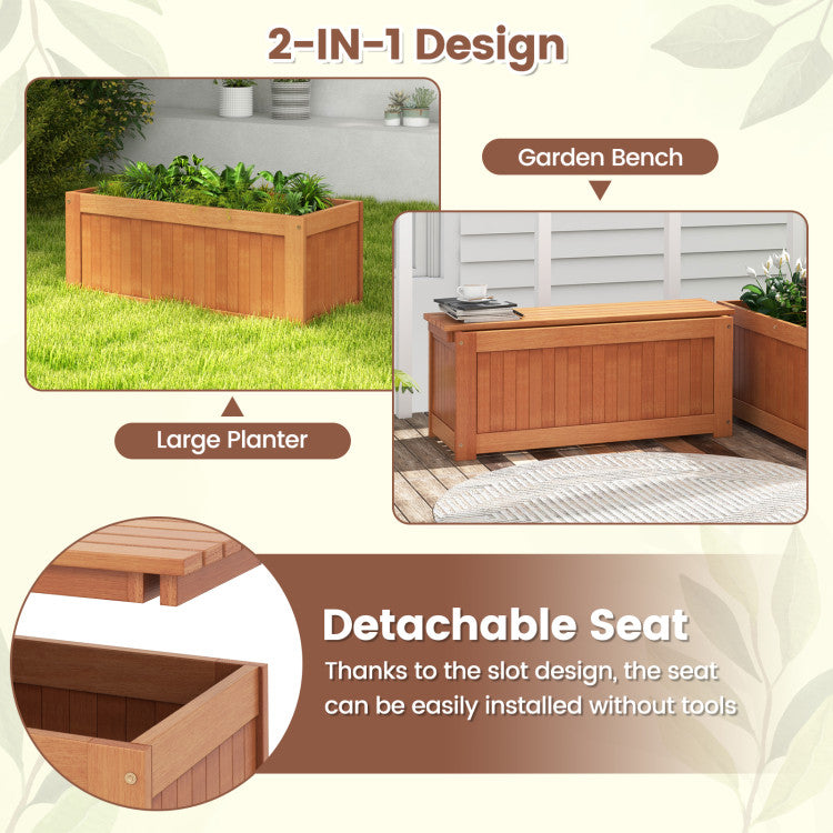 Outdoor Plant Container with Detachable Bench for Garden Yard Balcony Deck