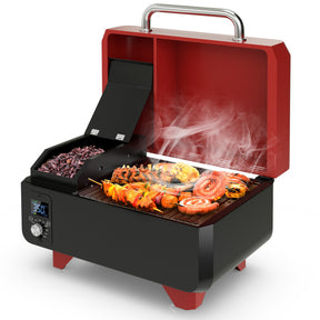 Outdoor Portable Pellet Grill and Smoker with Temperature Control System for Camping BBQ