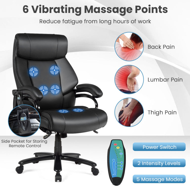 PU Leather Adjustable Massage Office Chair with Thick Foam Cushion for Home and Office