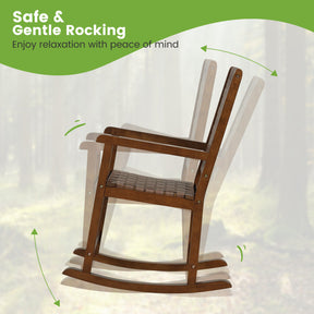 Patio Wood Rocking Chair with PU Seat and Rubber Wood Frame for Indoor and Outdoor