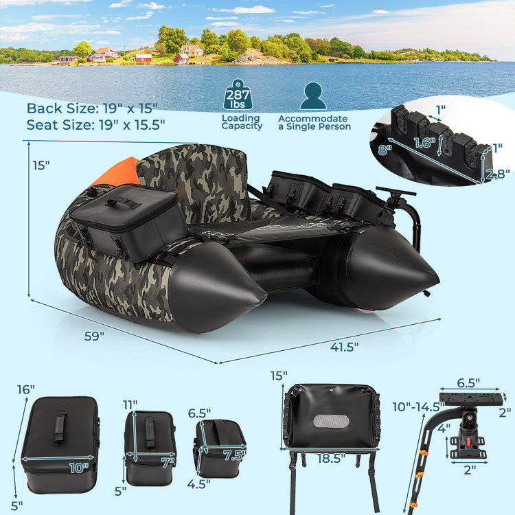 Portable Fishing Boat with 3 Detachable Storage Boxes and Accessories