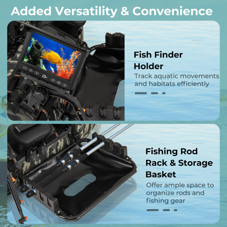 Portable Fishing Boat with 3 Detachable Storage Boxes and Accessories