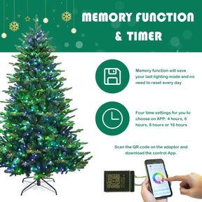 Pre-lit Artificial Realistic Hinged Christmas Tree with APP Controlled LED Lights