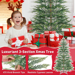 6.5/7.5 Feet Pre-lit Hinged Artificial Cypress Christmas Tree