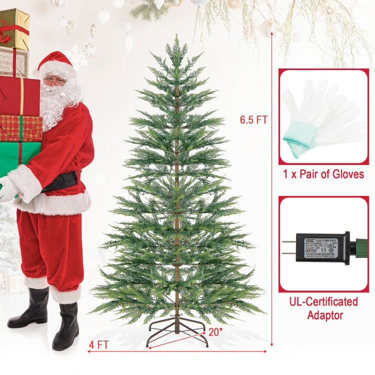 6.5/7.5 Feet Pre-lit Hinged Artificial Cypress Christmas Tree