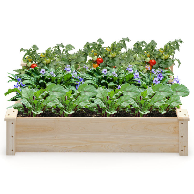 Raised Garden Bed Fir Wood Wooden Square Wood Planter Box for Garden