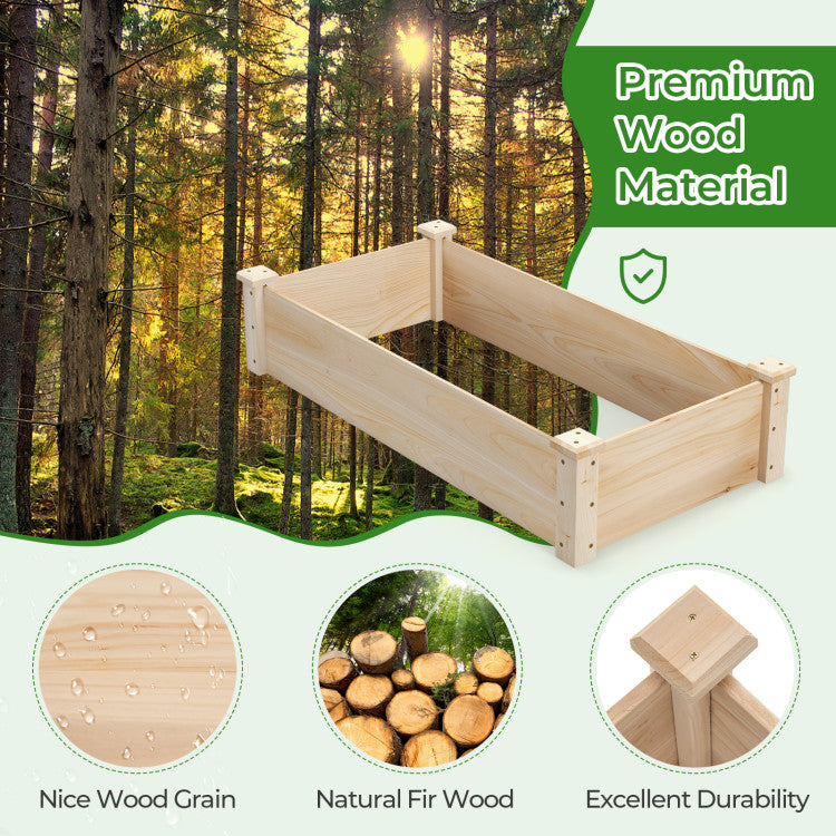 Raised Garden Bed Fir Wood Wooden Square Wood Planter Box for Garden