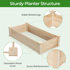 Raised Garden Bed Fir Wood Wooden Square Wood Planter Box for Garden