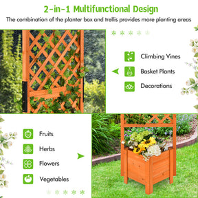 71" Raised Garden Bed with Trellis and Planter Box for Greenhouse and Deck