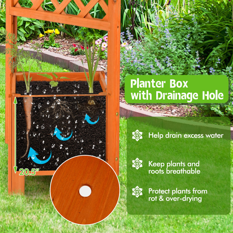 71" Raised Garden Bed with Trellis and Planter Box for Greenhouse and Deck