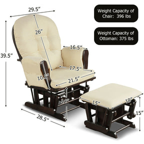 Recliners and Ottoman Set with Padded Armrests and Detachable Cushion