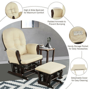 Recliners and Ottoman Set with Padded Armrests and Detachable Cushion