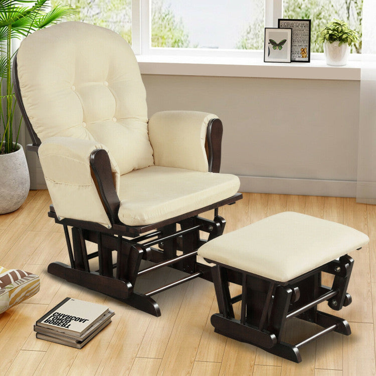 Recliners and Ottoman Set with Padded Armrests and Detachable Cushion