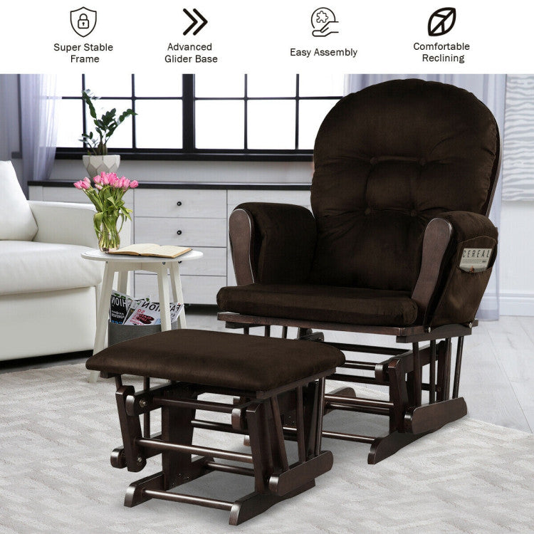 Recliners and Ottoman Set with Padded Armrests and Detachable Cushion