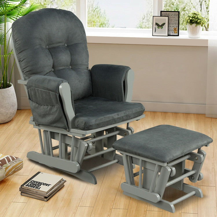 Recliners and Ottoman Set with Padded Armrests and Detachable Cushion