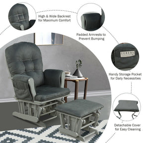 Recliners and Ottoman Set with Padded Armrests and Detachable Cushion