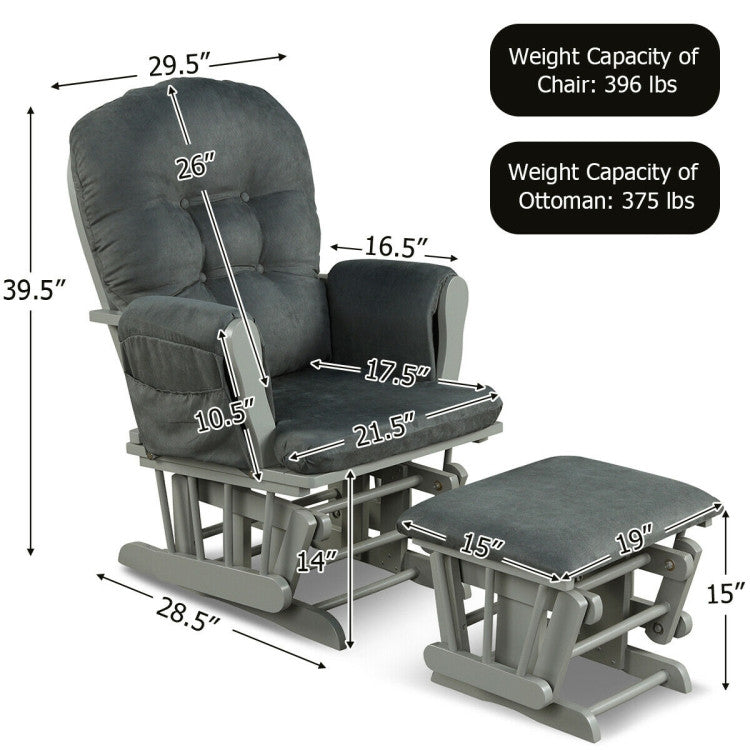 Recliners and Ottoman Set with Padded Armrests and Detachable Cushion