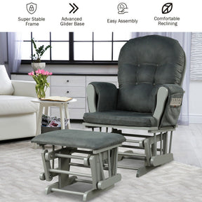 Recliners and Ottoman Set with Padded Armrests and Detachable Cushion