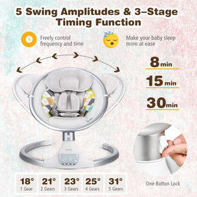 Remote Control Portable Baby Swing Electric Rocking Chair with Music Timer and Net Cover