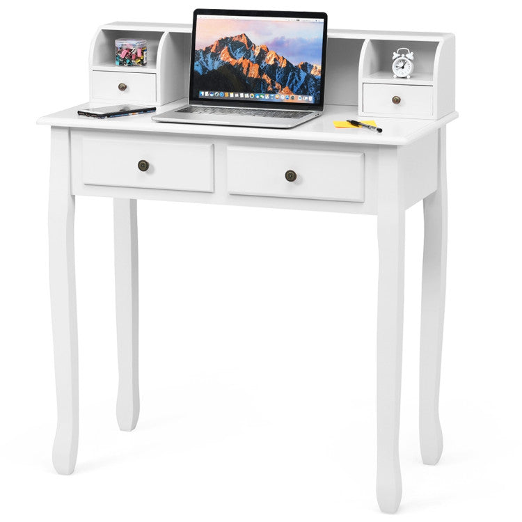 Removable Floating Organizer 2-Tier Computer Vanity Desk for Home and Office