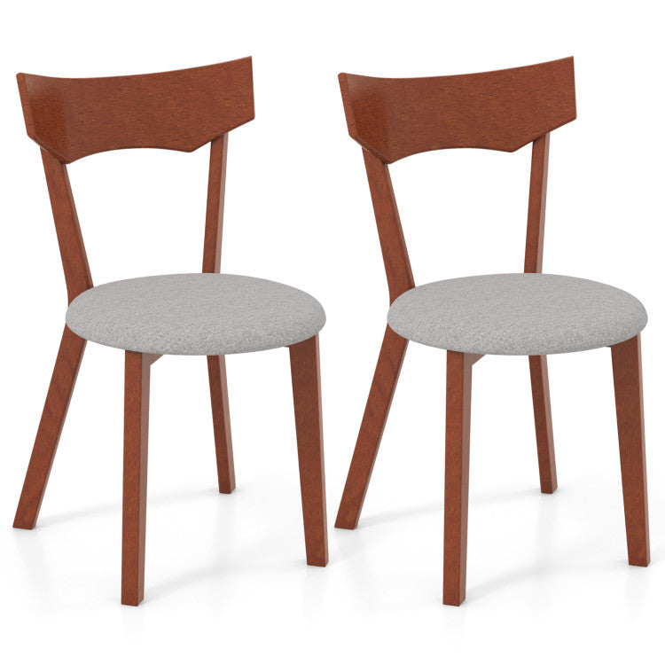 Rubber Wood Farmhouse Style Dining Chair Set of 2 with Padded Seat Cushions for Restaurants and Cafes