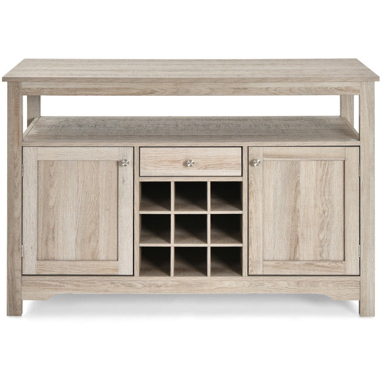 Server Buffet Sideboard with Wine Rack and Open Shelf for Kitchen, Living Room, or Restaurant