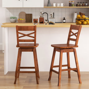 Set of 2 24/29 Inches Swivel Counter Height Stools Bar Stools with Backrest