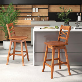 Set of 2 24/29 Inches Swivel Counter Height Stools Bar Stools with Backrest