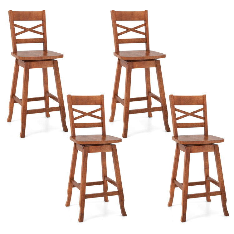 Set of 2 24/29 Inches Swivel Counter Height Stools Bar Stools with Backrest