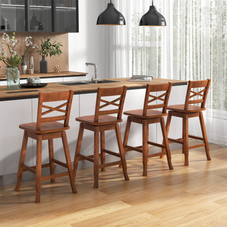 Set of 2 24/29 Inches Swivel Counter Height Stools Bar Stools with Backrest