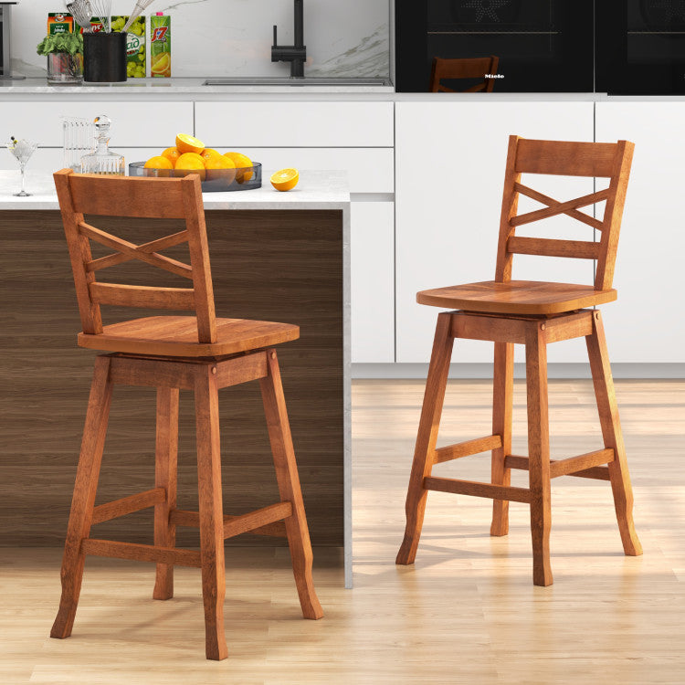 Set of 2 24/29 Inches Swivel Counter Height Stools Bar Stools with Backrest